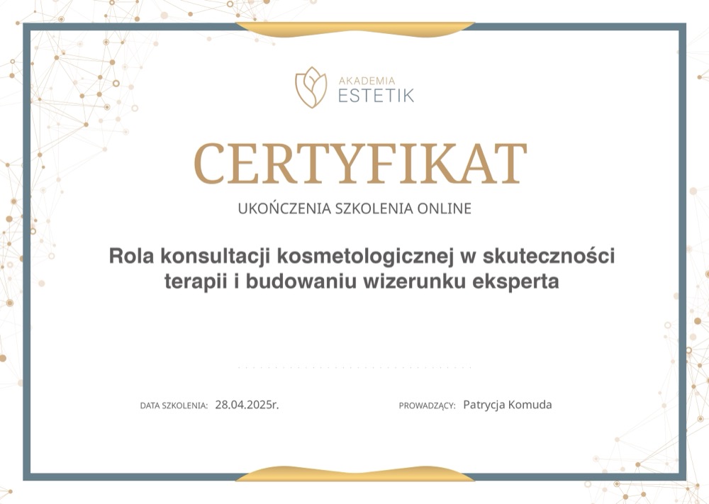 Certyfikat — rola konsultacji kosmetologicznej