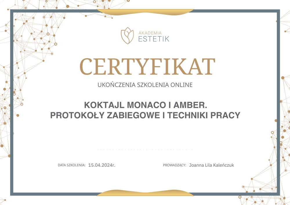 Certyfikat — koktajl Monaco
