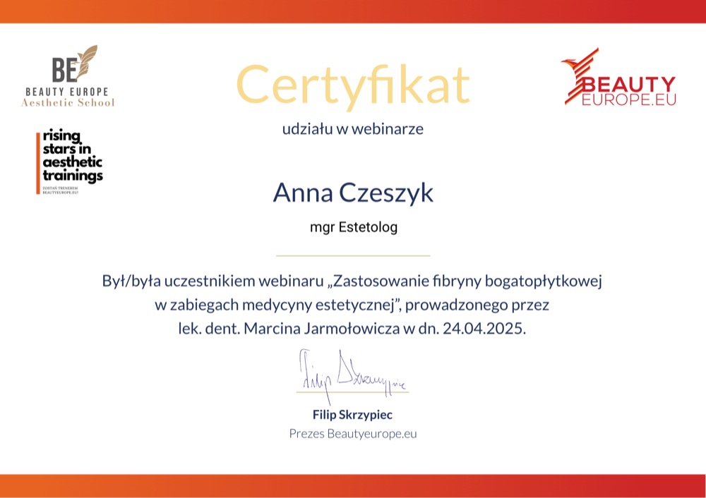 Certyfikat — Beauty Europre
